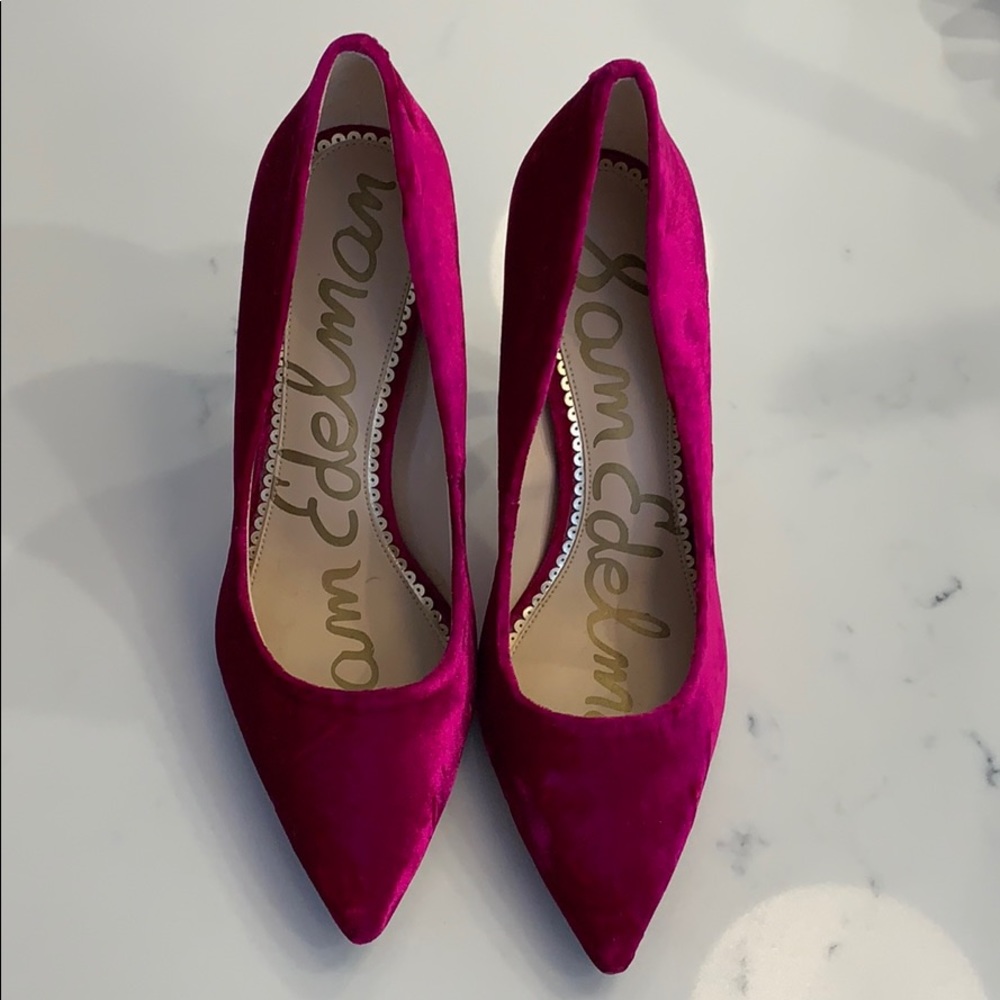 Sam Edelman Hazel Pink Velvet Pump Sz 8.5